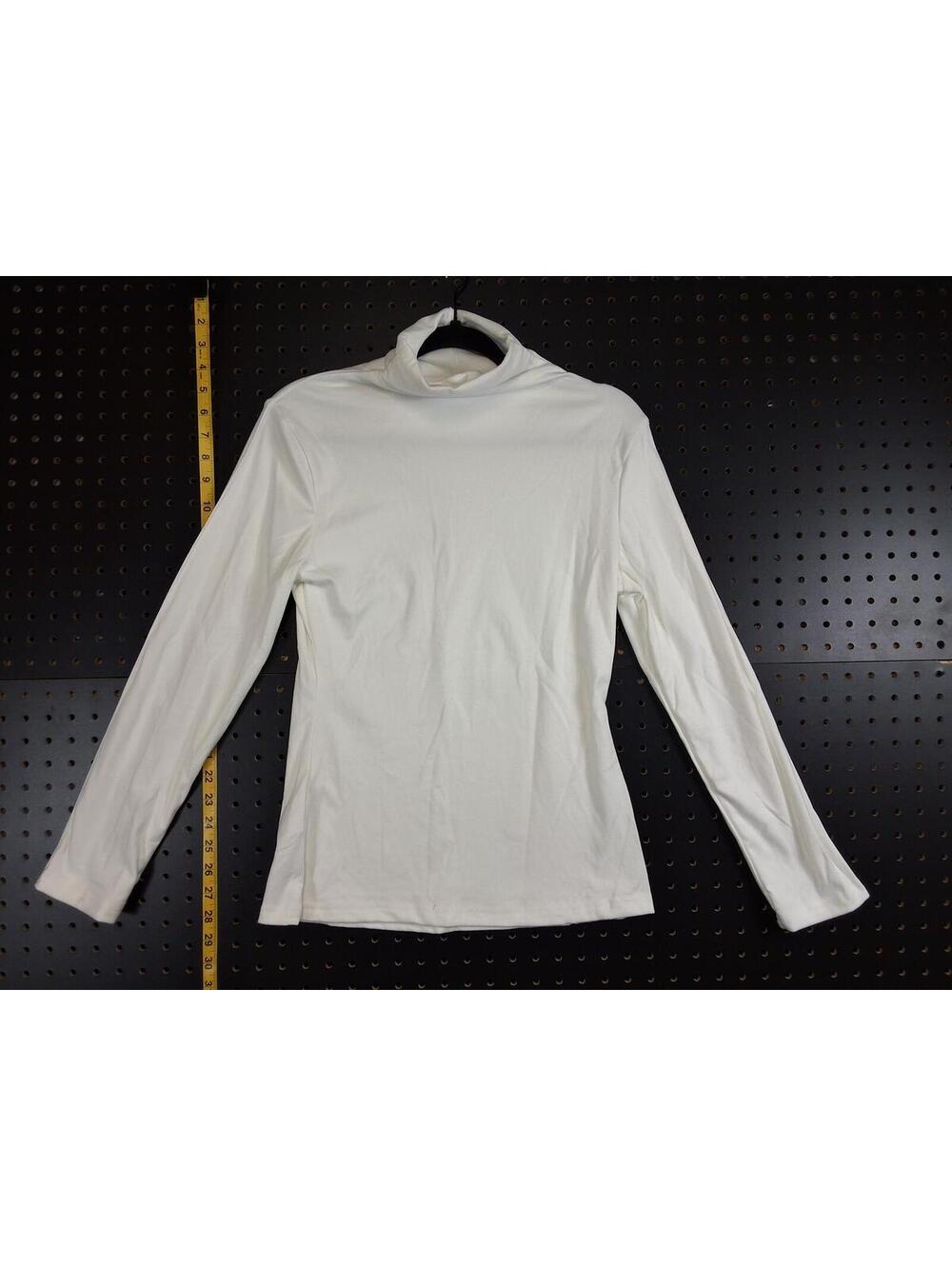 Elegant Cream Long Sleeve Turtleneck Top - Small